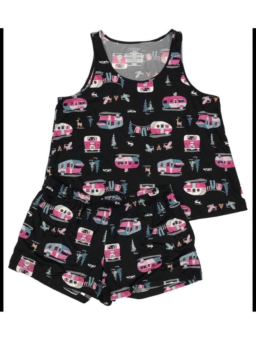 NWOT Joyspun Happy Camper Tank Top And Shorts Pajama Set Size XL
